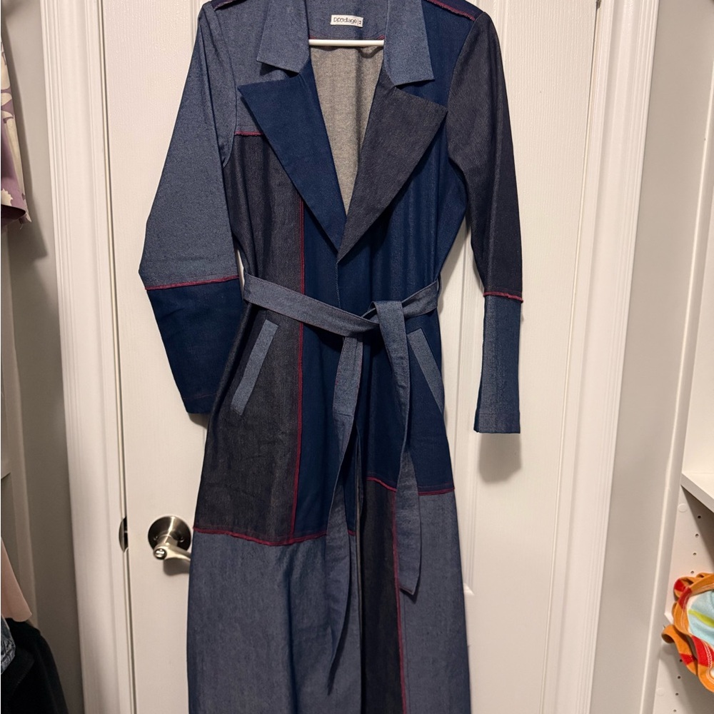 Stylish Denim Trench Coat with Belt